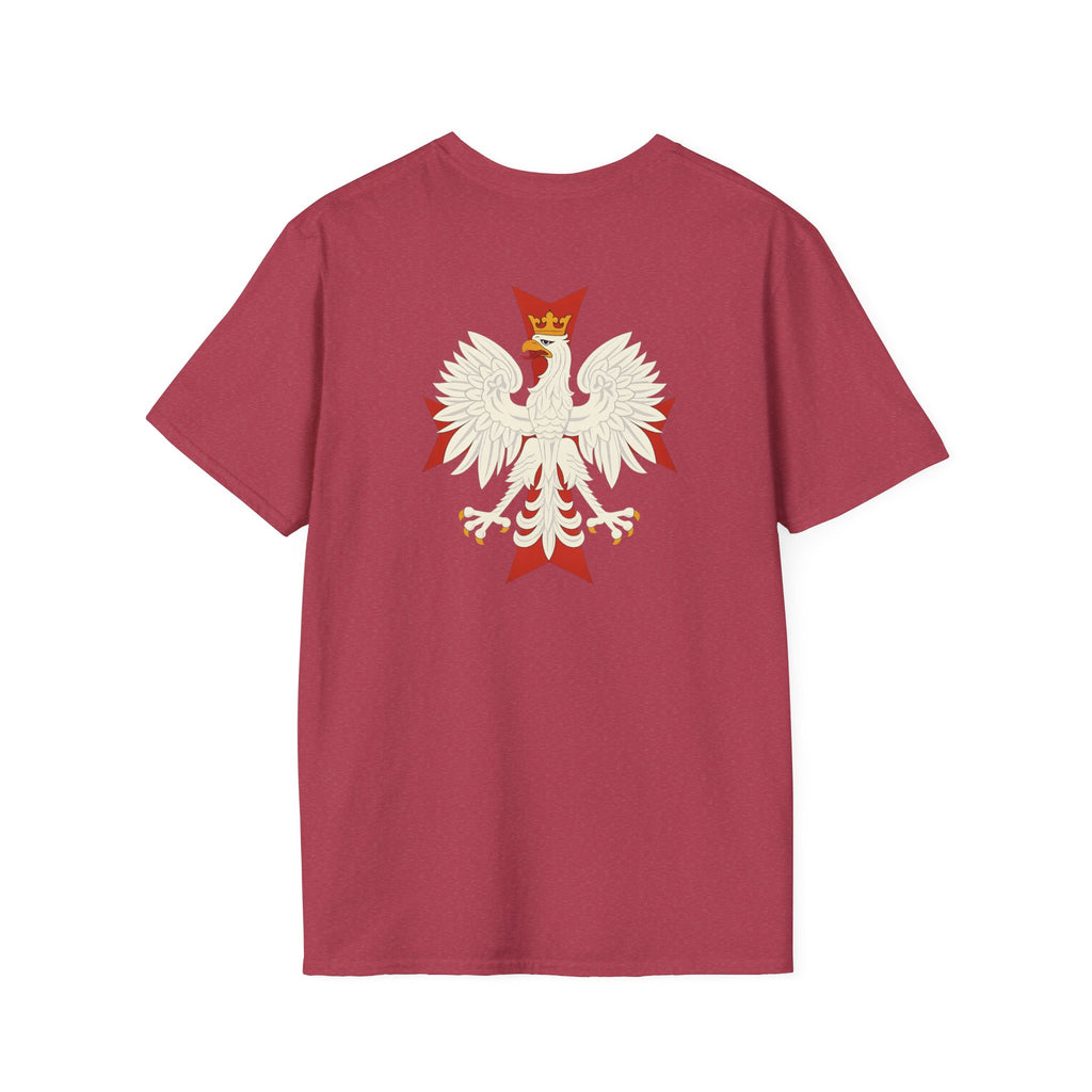 Be Like Poland Winged Hussar Front, Polish Eagle Cross Back Heavy Cotton Softstyle T-Shirt Softstyle Tee