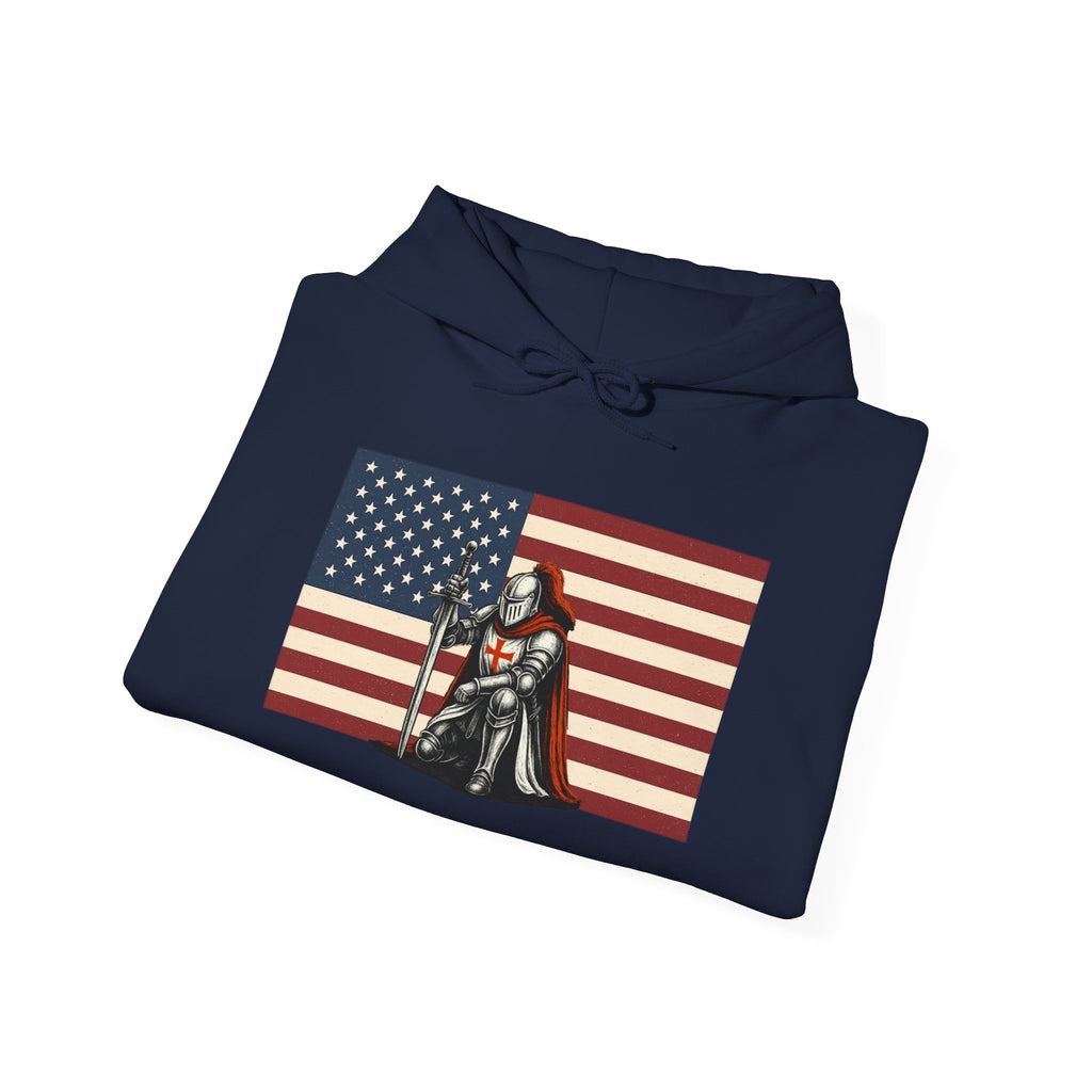 American Crusader Graphic Pull Over Hoodie Sweatshirt