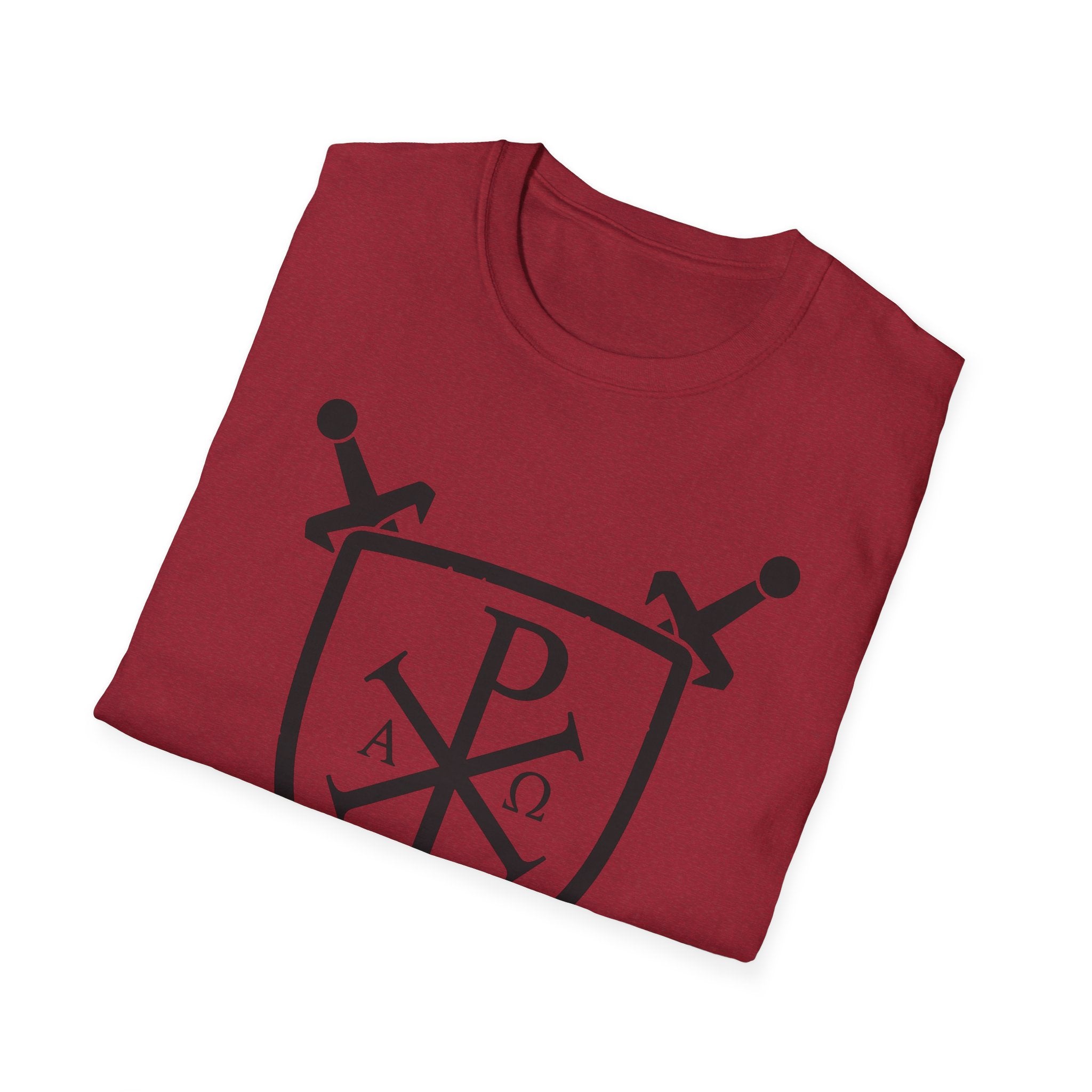 Sword and Shield Pi Chi Rho Black Graphic Softstyle Cotton Shirt T-Shirt