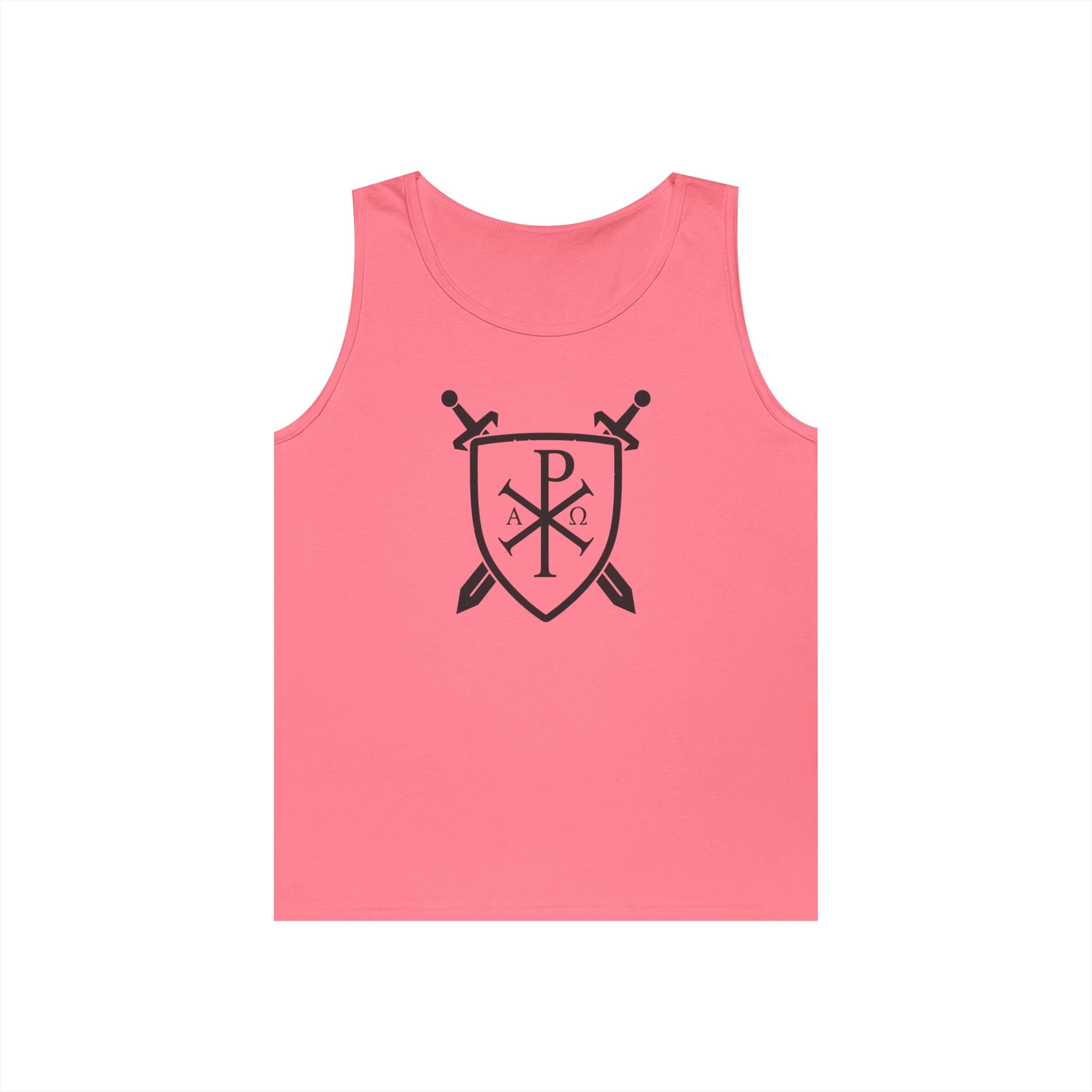 Sword and Shield Pi Chi Rho Black Graphic Heavy Cotton Tank Top