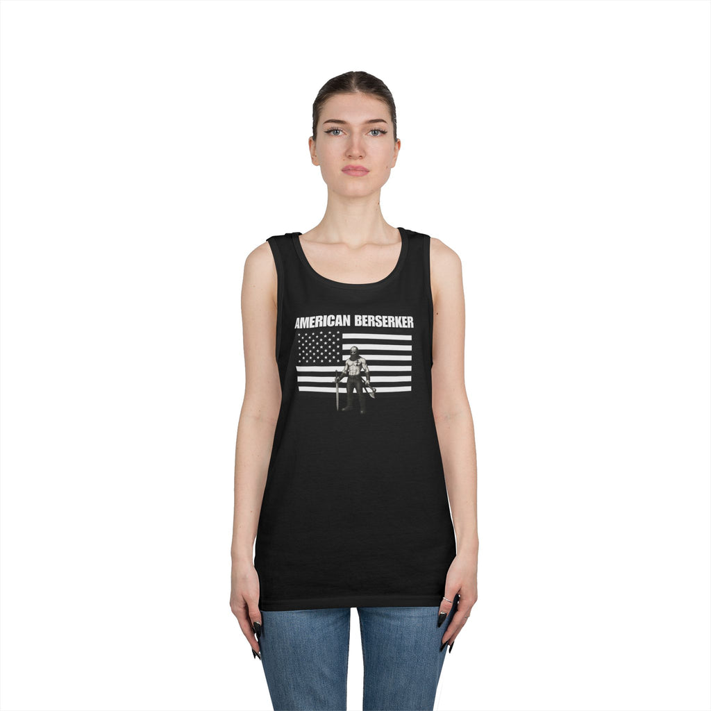 Bold American Berserker Black and White Heavy Cotton Tank Top