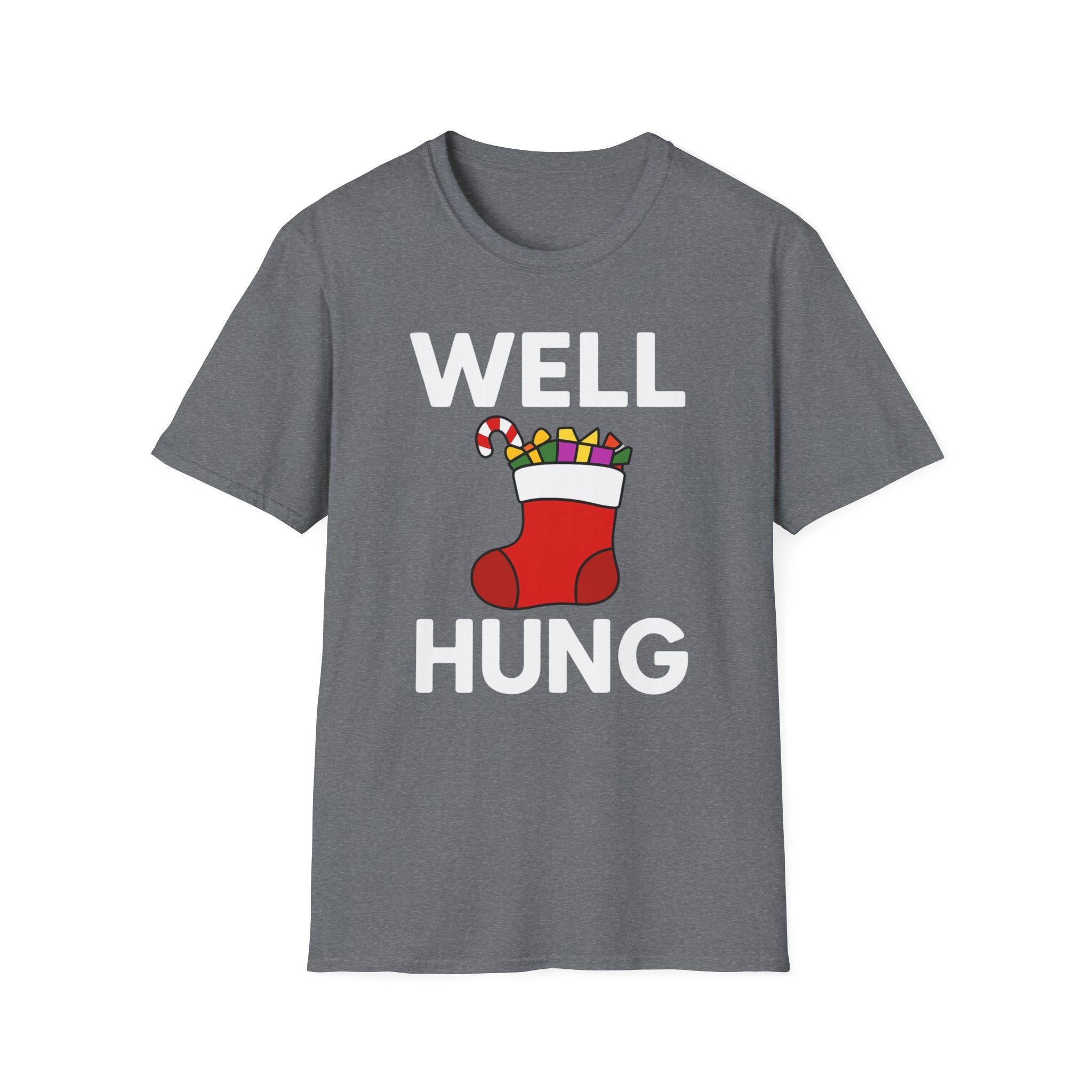 Well Hung Christmas T-Shirt | Funny Holiday Tee | Christmas Stocking Humor Shirt