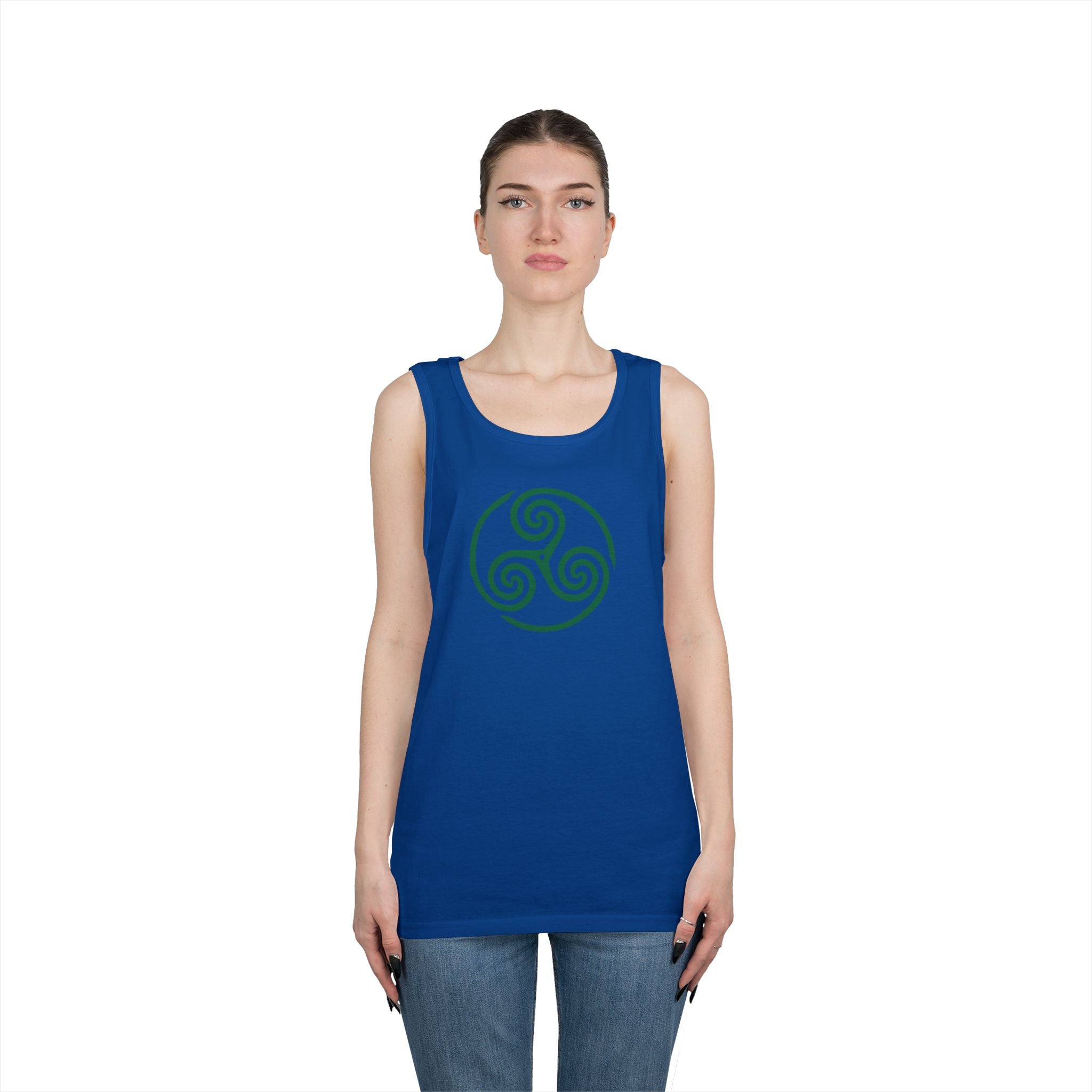 Celtic Spiral Triskele Symbol Alt Design Green Unisex Tank Top