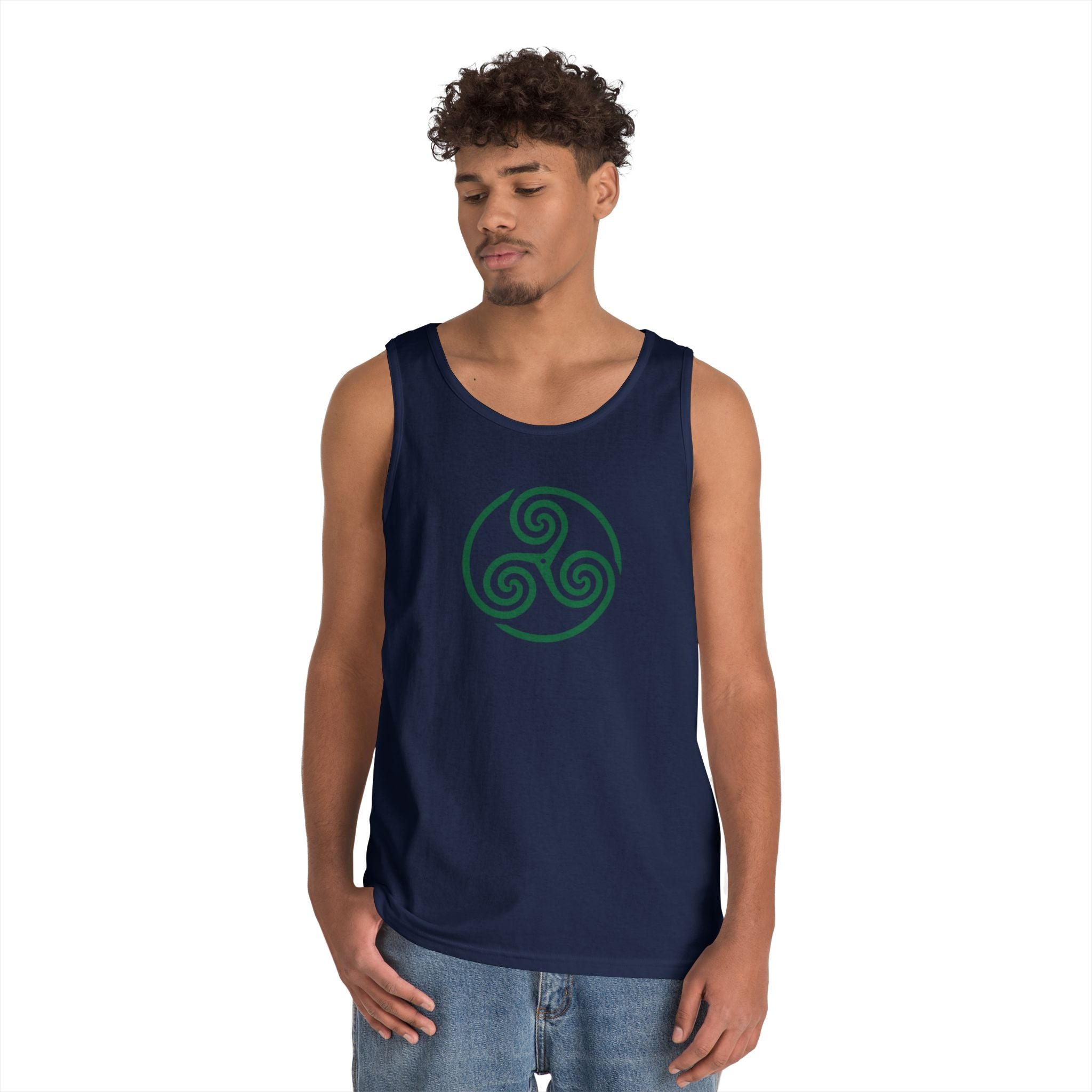 Celtic Spiral Triskele Symbol Alt Design Green Unisex Tank Top