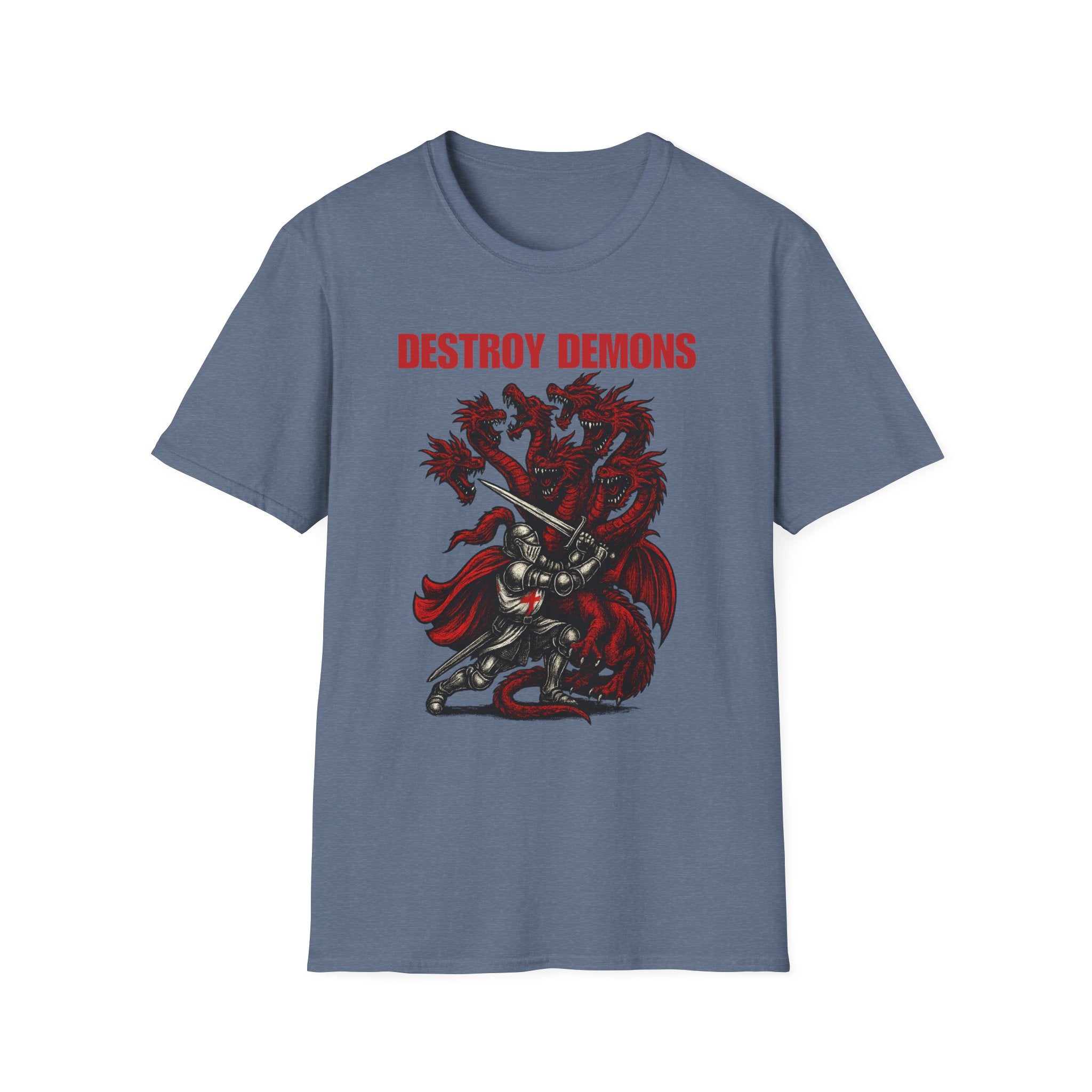 Destroy Demons Crusader Knight vs Dragon  Softstyle T-Shirt